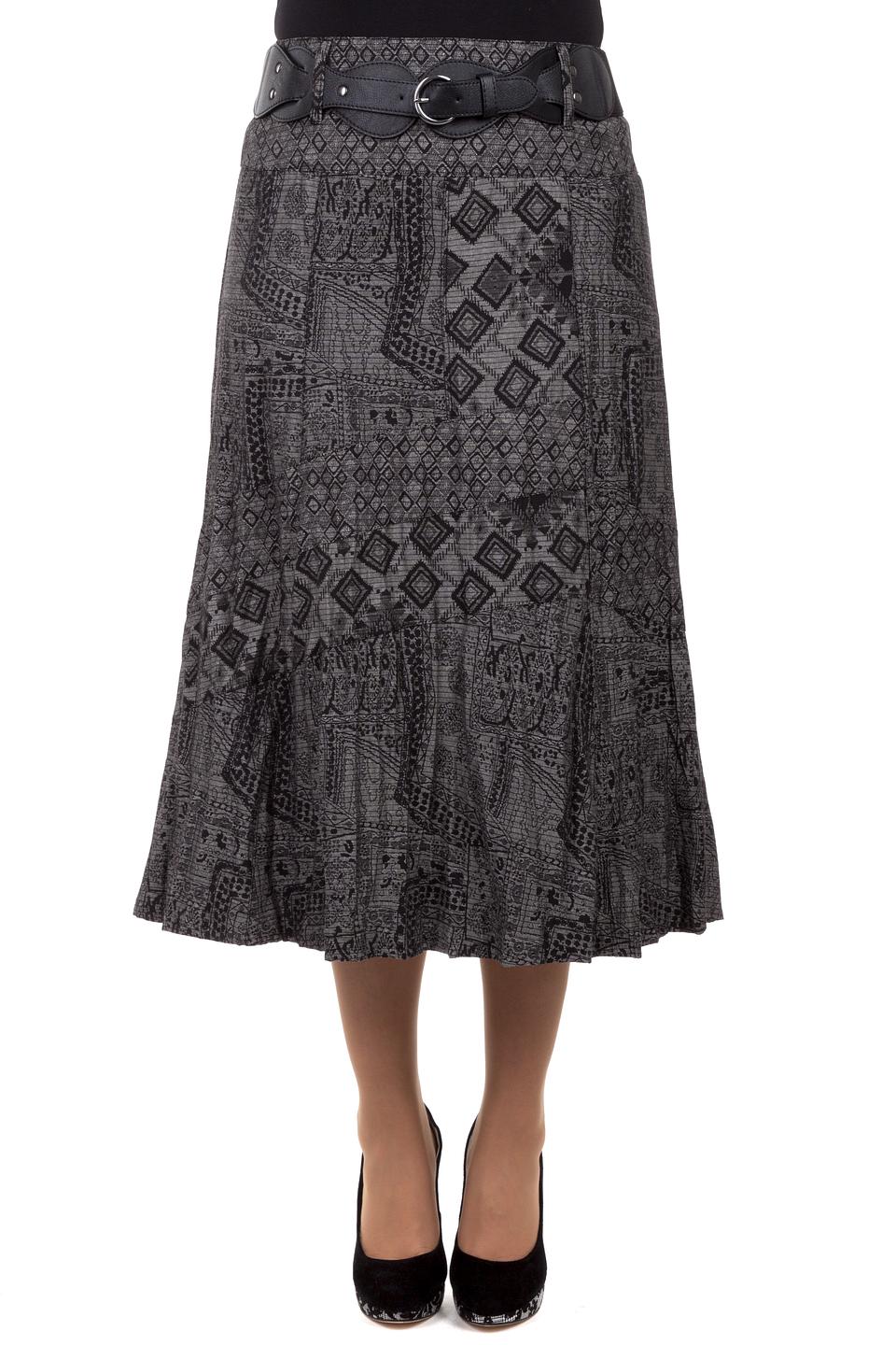 Юбка Gerry Weber серая с рисунком и поясом
