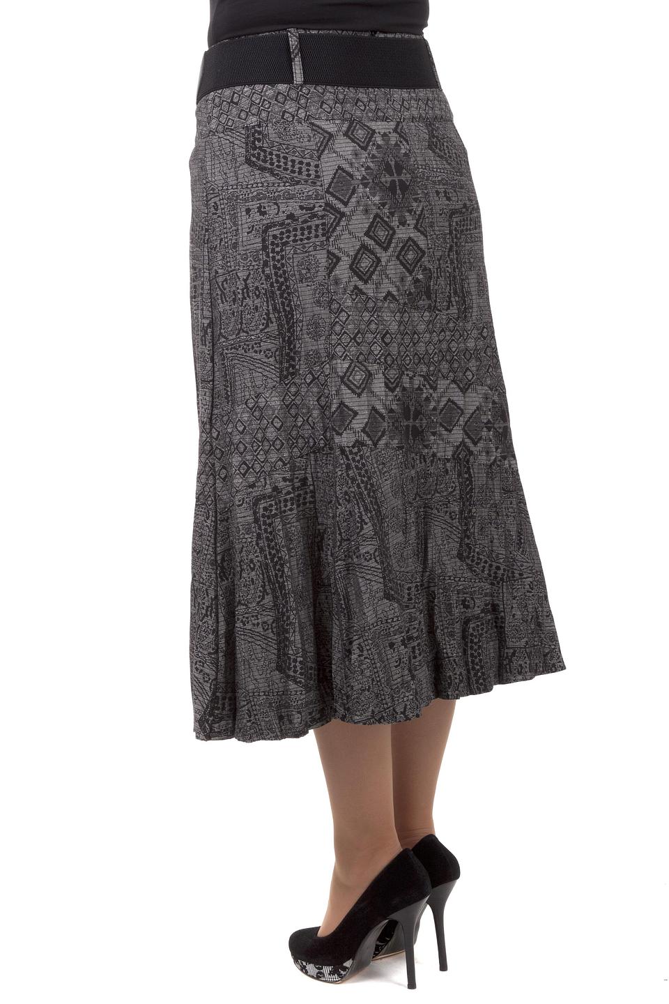 Юбка Gerry Weber серая с рисунком и поясом