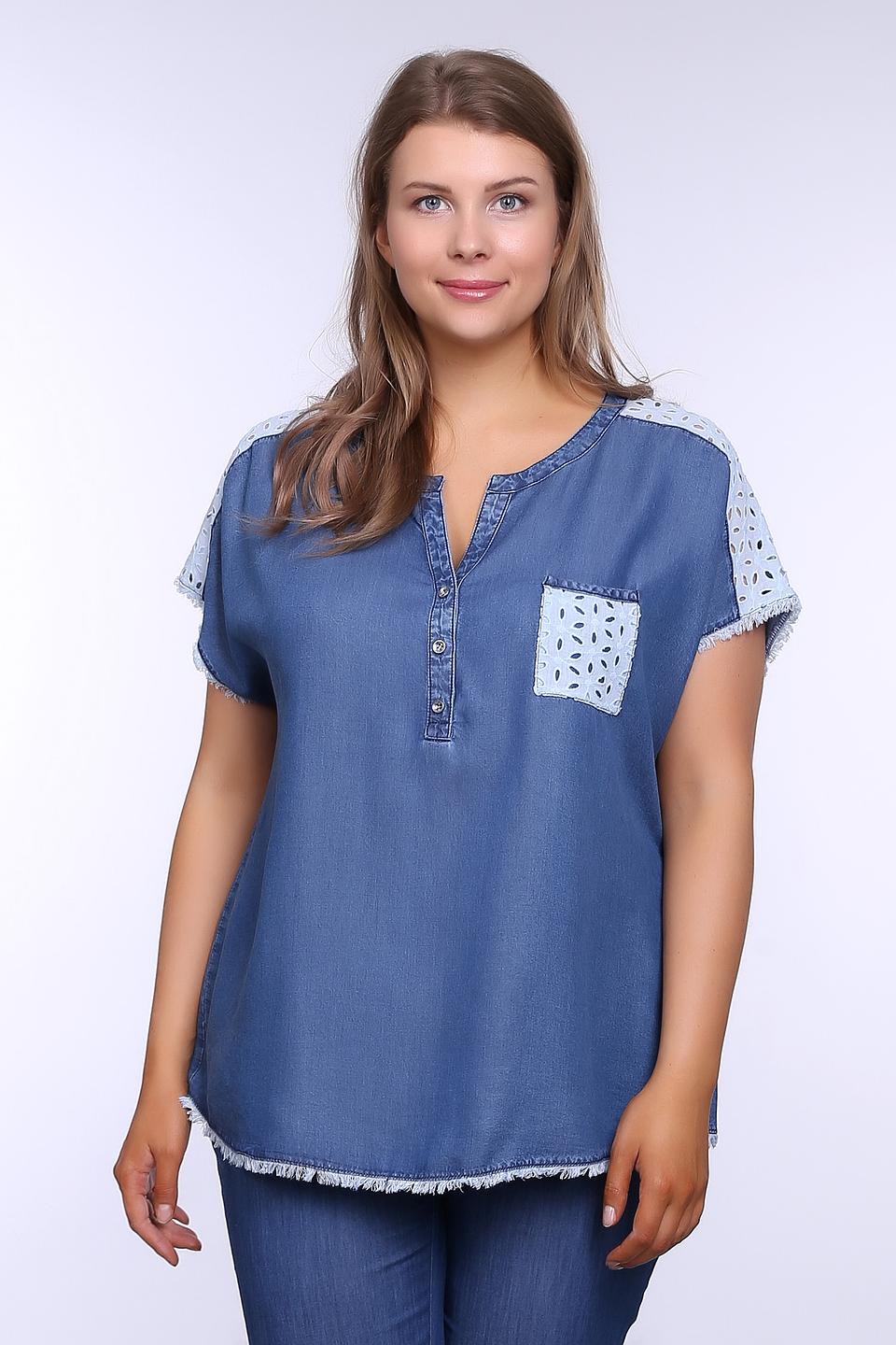 Блуза Basler синяя, с перфорацией и рваными краями