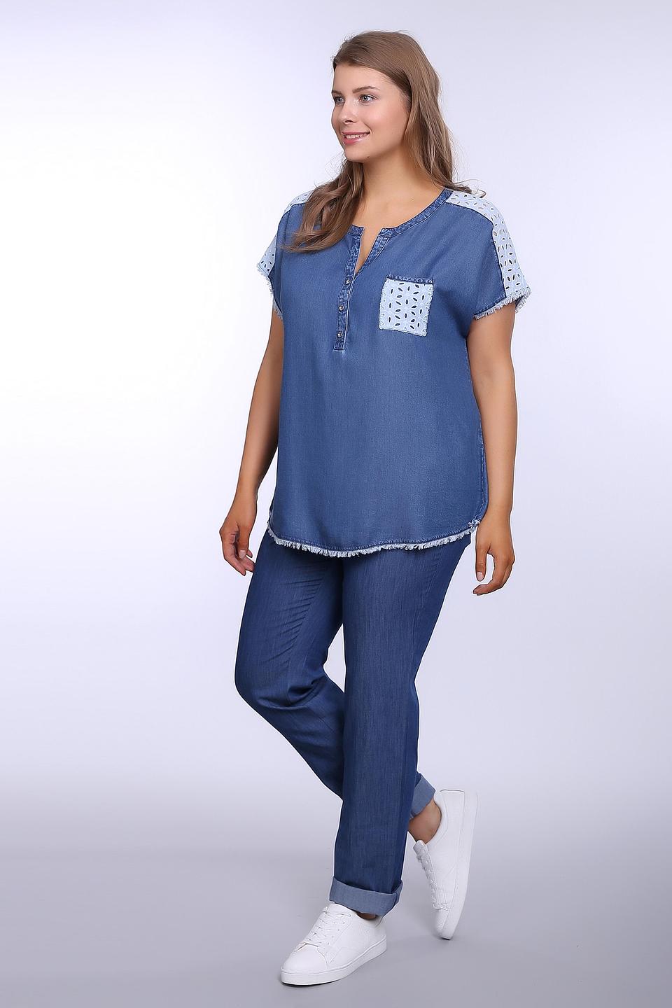 Блуза Basler синяя, с перфорацией и рваными краями