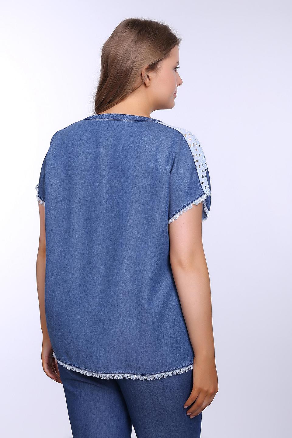 Блуза Basler синяя, с перфорацией и рваными краями