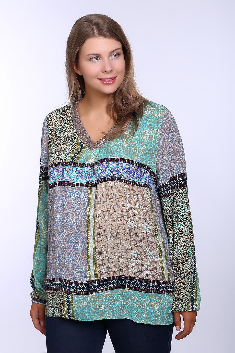 Блуза Betty Barclay разноцветная с принтом пэчворк и пайетками