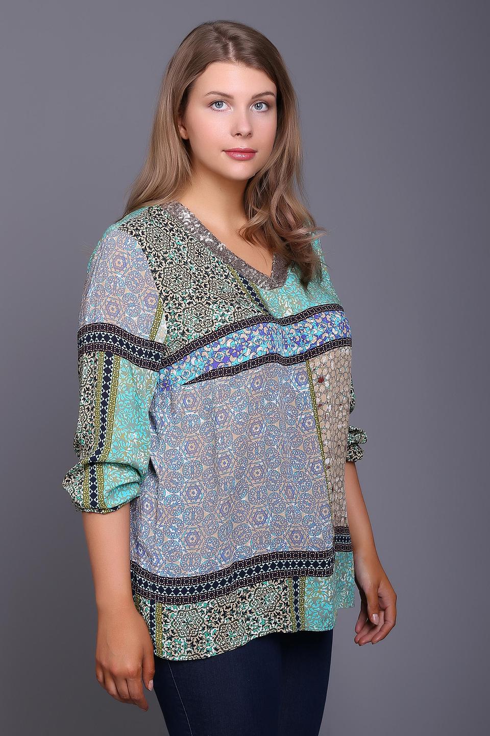 Блуза Betty Barclay разноцветная с принтом пэчворк и пайетками