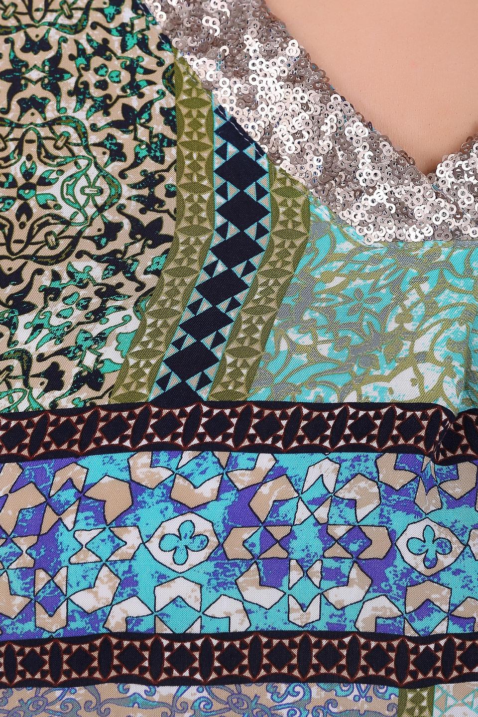 Блуза Betty Barclay разноцветная с принтом пэчворк и пайетками