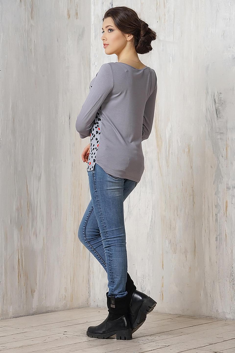 Блуза VAY с сердечками серая