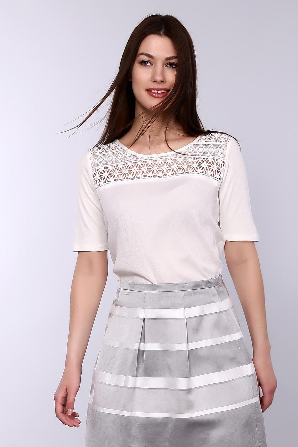 Блуза SE Stenau с кружевом молочный