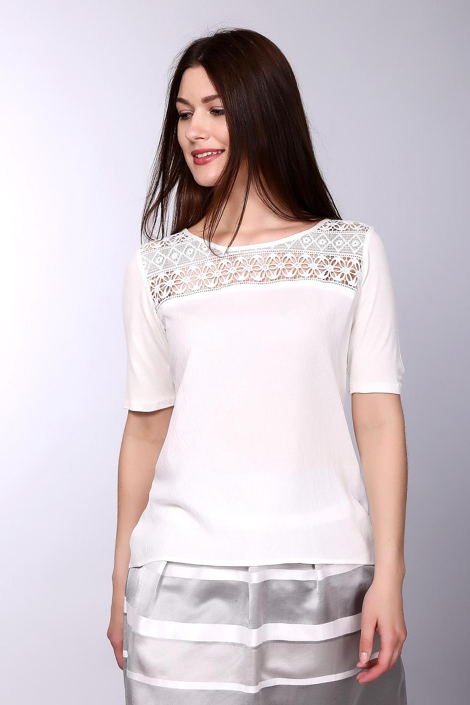 Блуза SE Stenau с кружевом молочный