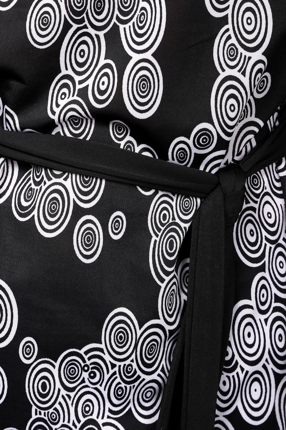 Блузка Pezzo, чёрная с принтом и поясом