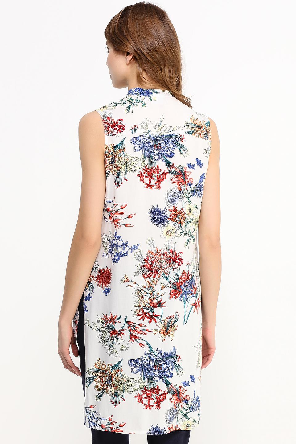 Блуза FINN FLARE белая в цветочный принт