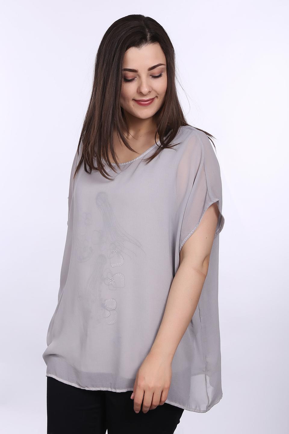 Блуза Lebek с вышивкой серая