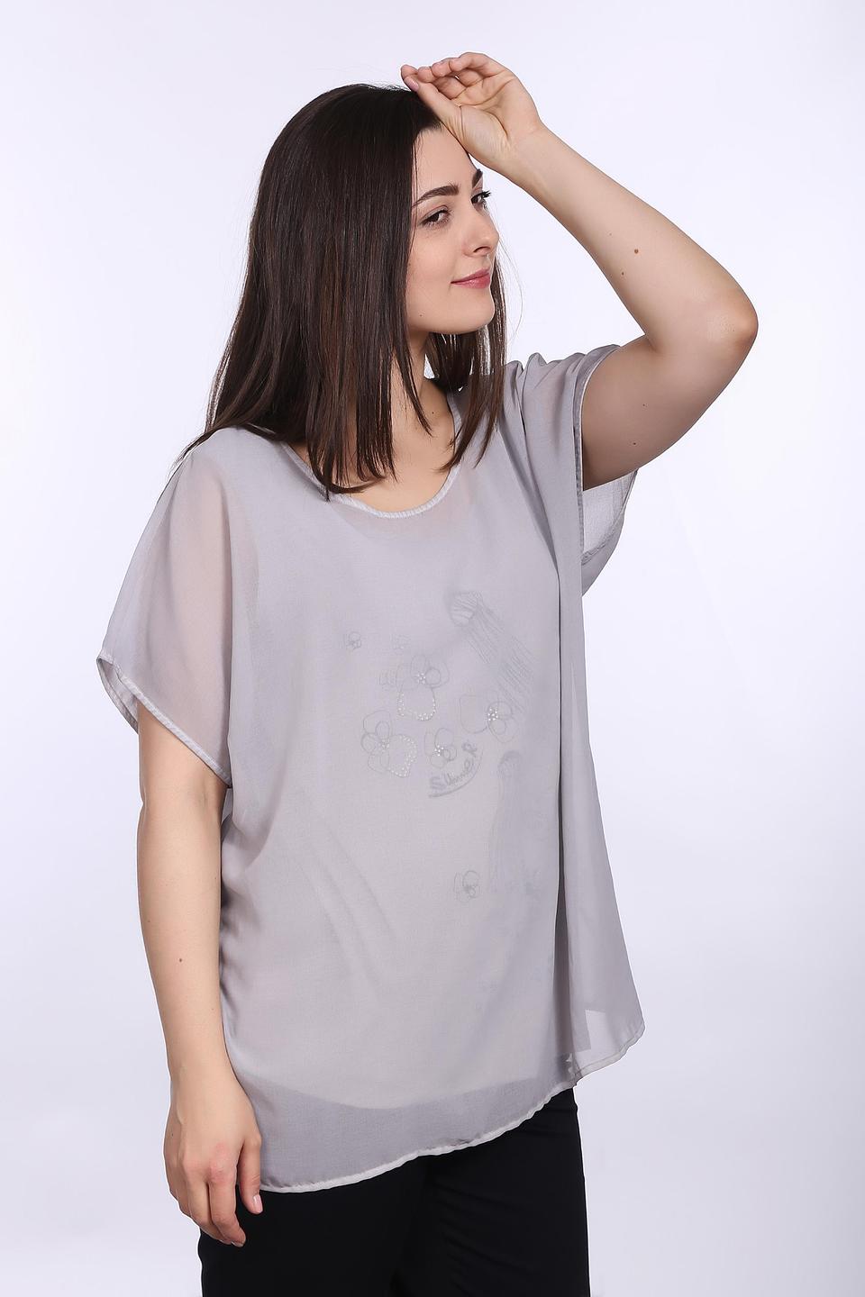 Блуза Lebek с вышивкой серая