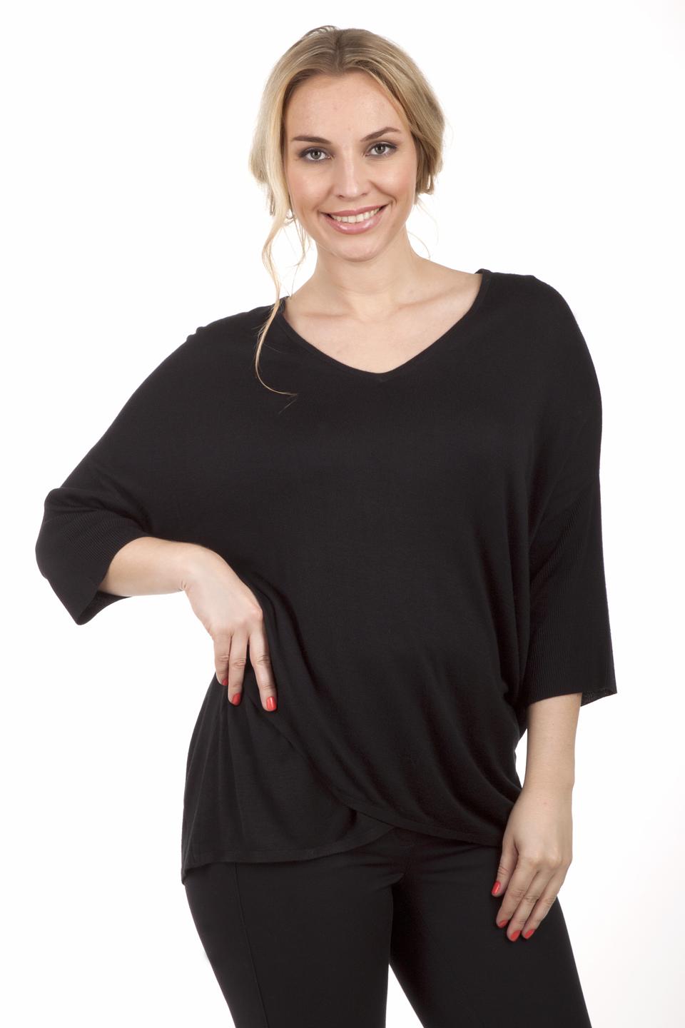 Пуловер Via Appia чёрный V-образный