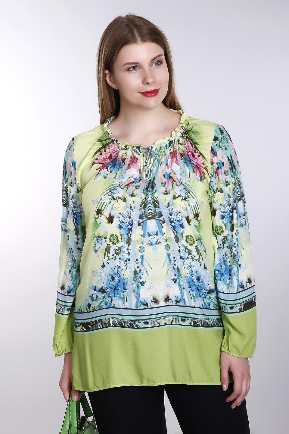 Блуза Betty Barclay салатовая с ярким цветочным принтом