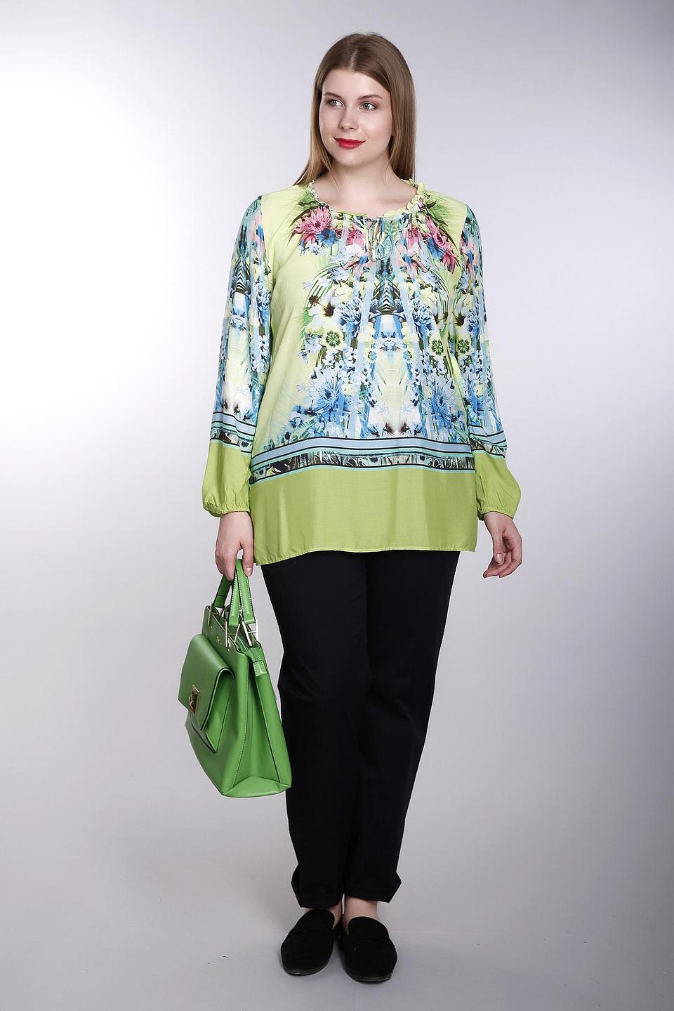 Блуза Betty Barclay салатовая с ярким цветочным принтом