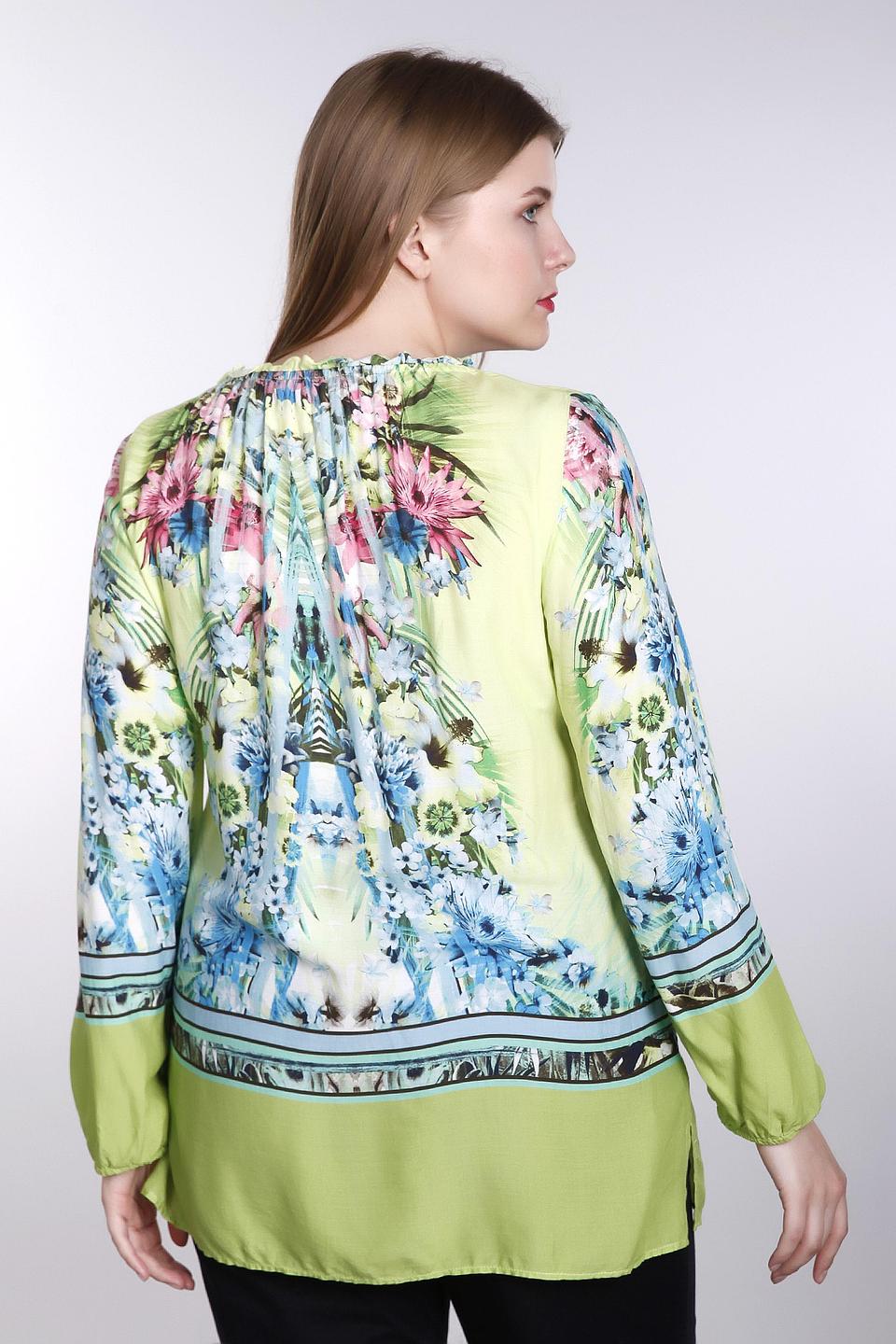 Блуза Betty Barclay салатовая с ярким цветочным принтом