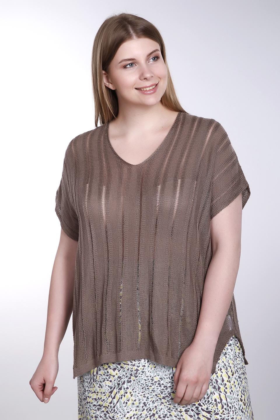 Пуловер Via Appia коричневый с V-образным вырезом