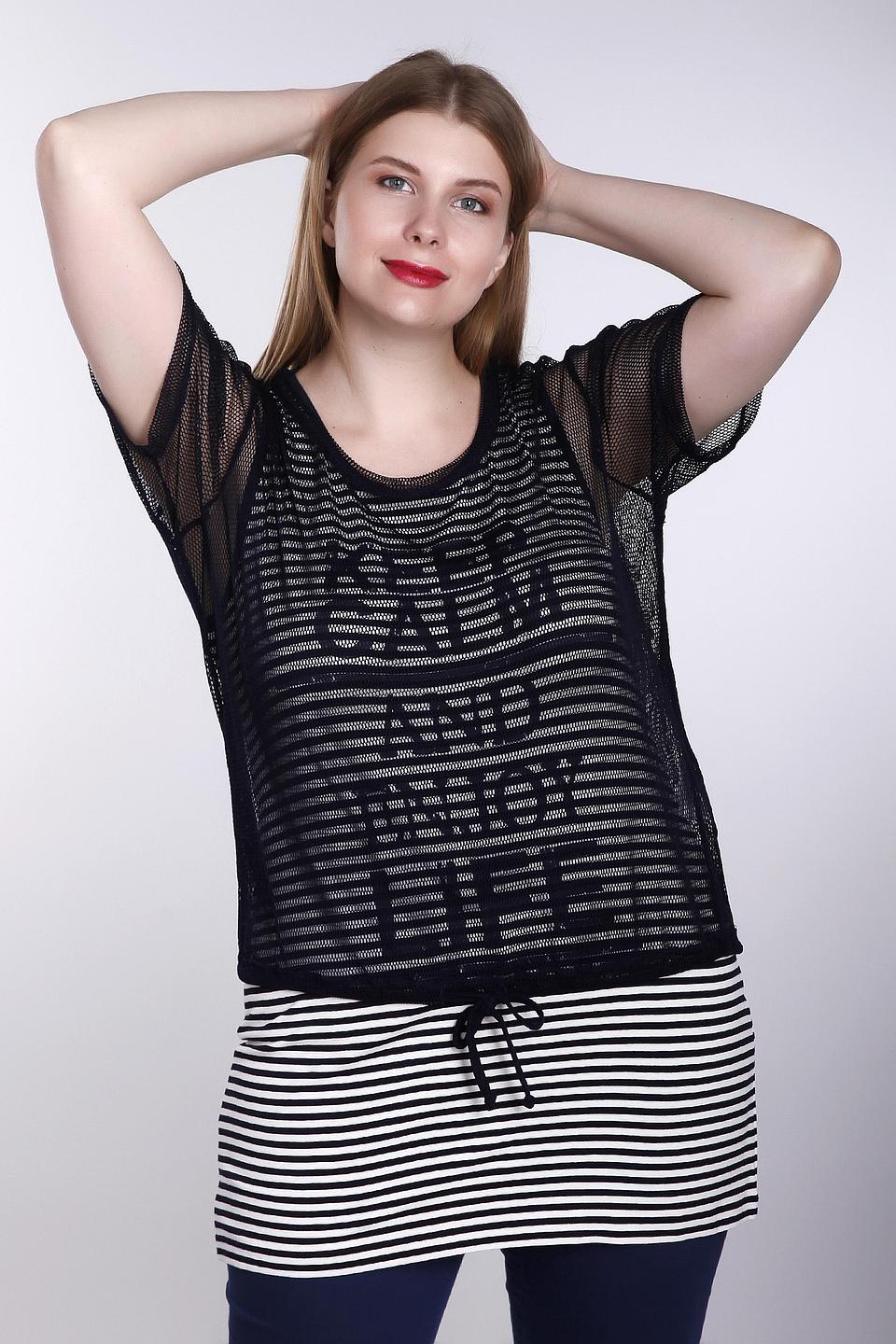 Футболка Via Appia в полоску с сеткой чёрный
