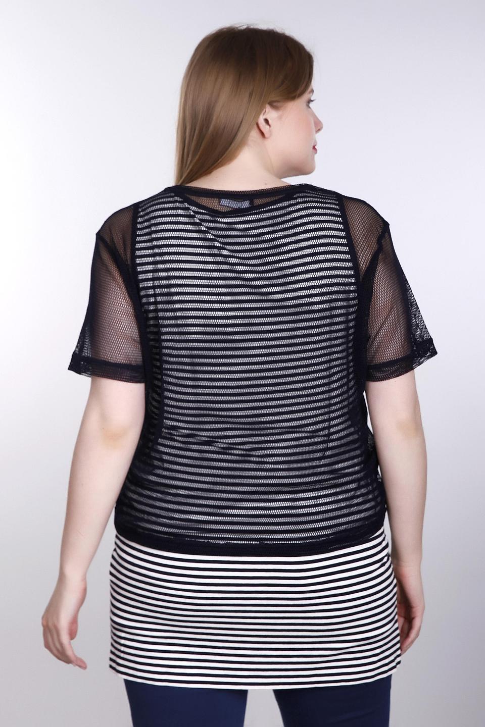 Футболка Via Appia в полоску с сеткой чёрный