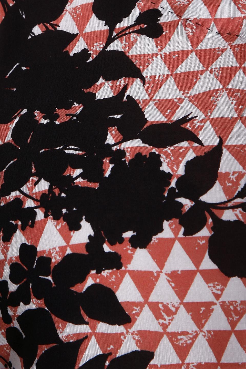 Блуза Samoon чёрная с оранжевым цветочным принтом и молнией