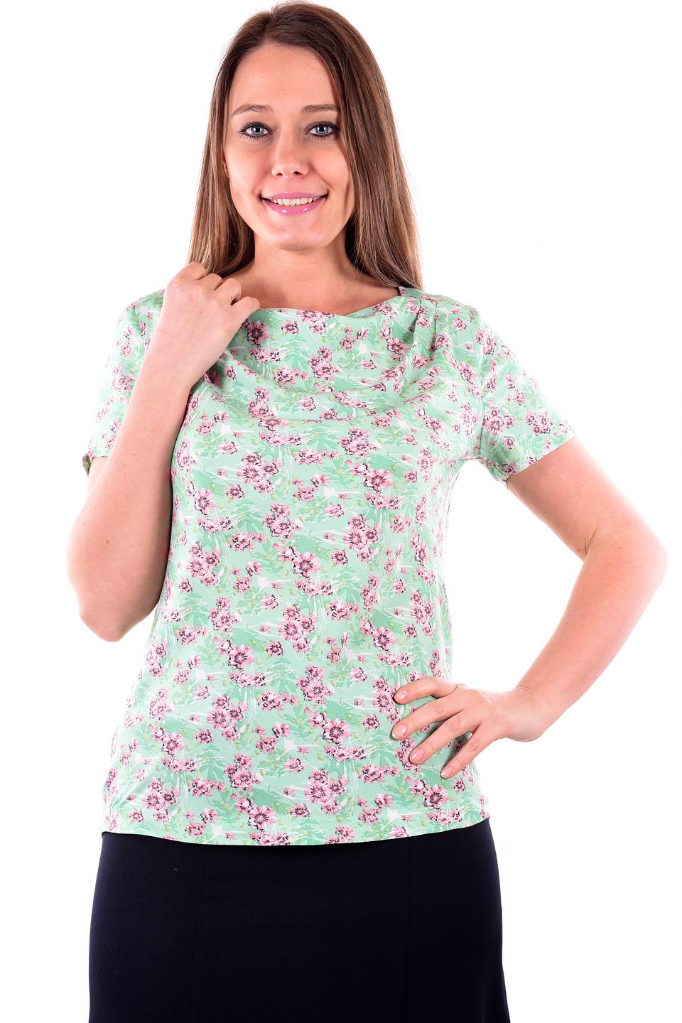 Блуза OLBE, мятная с цветочным принтом