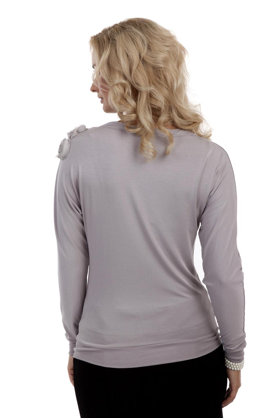 Блуза Pezzo серая с декоративными цветами