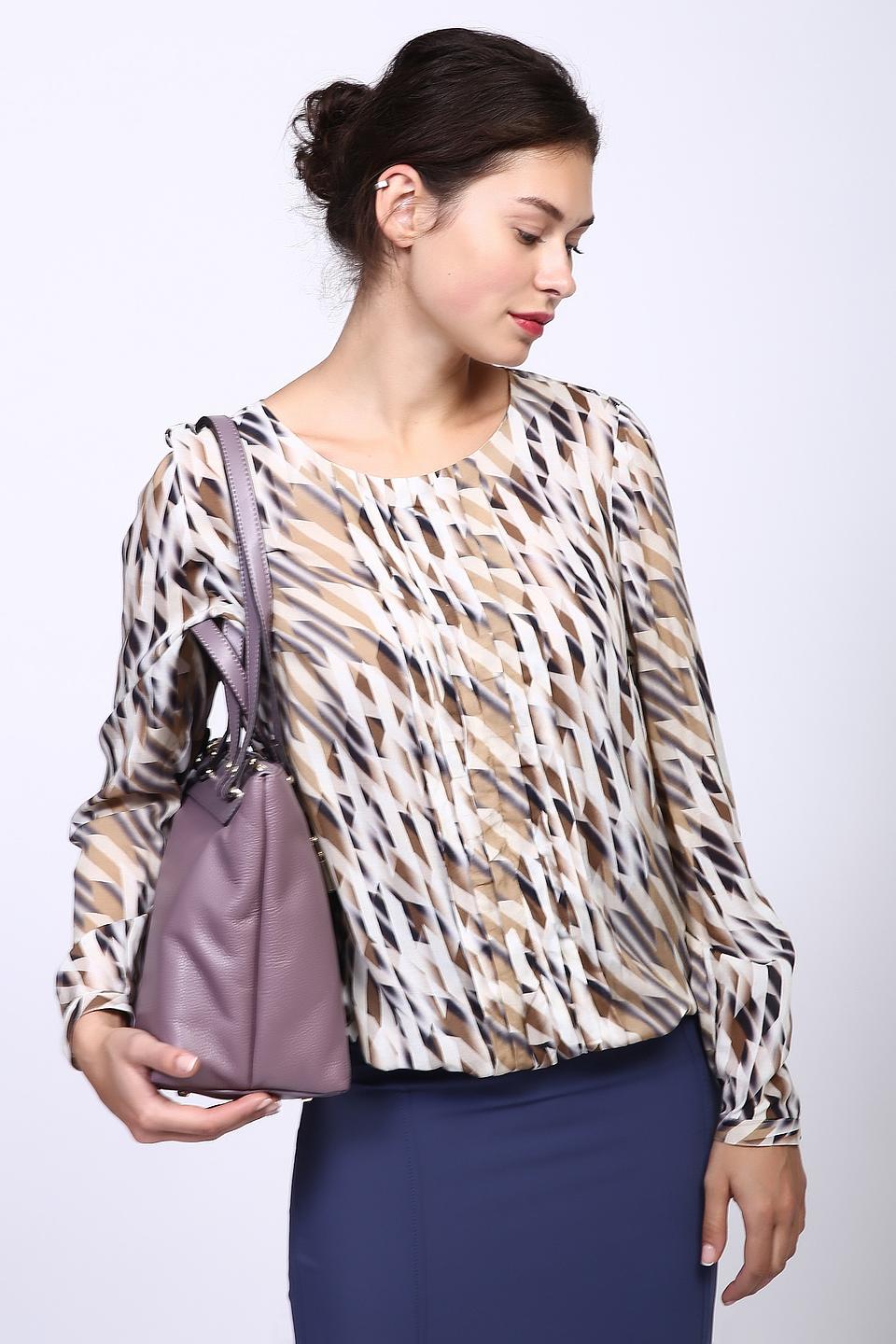 Блуза Erfo с геометрическим принтом, бежевая