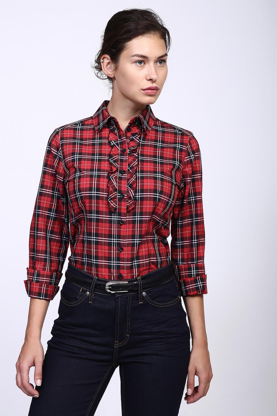 Блуза Pezzo в клетку с оборками