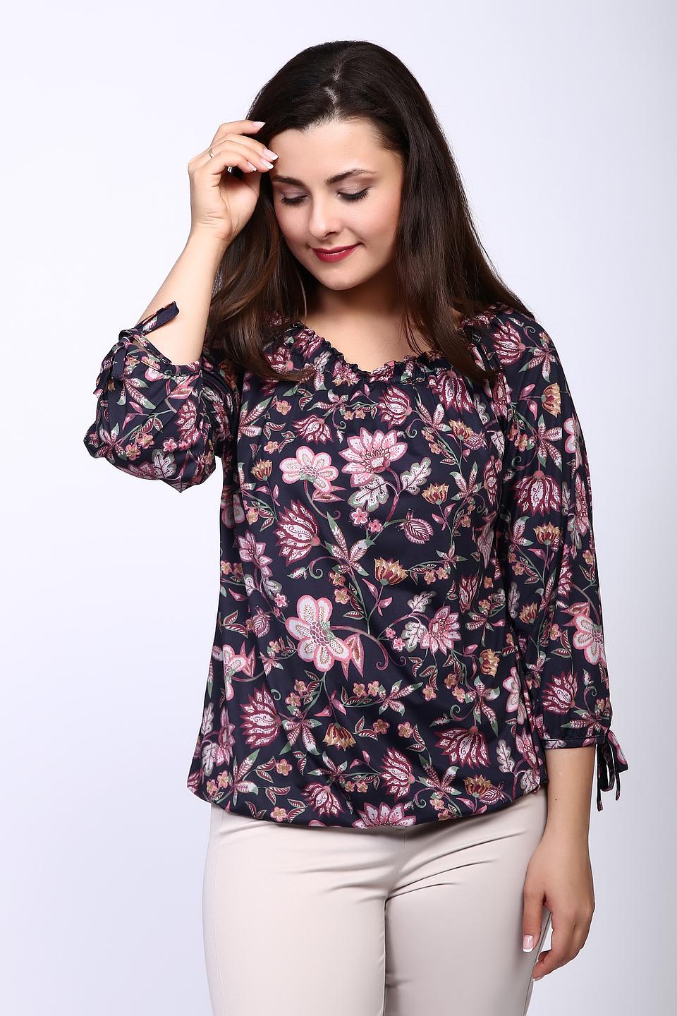 Блуза Betty Barclay тёмно-синяя с цветочным принтом