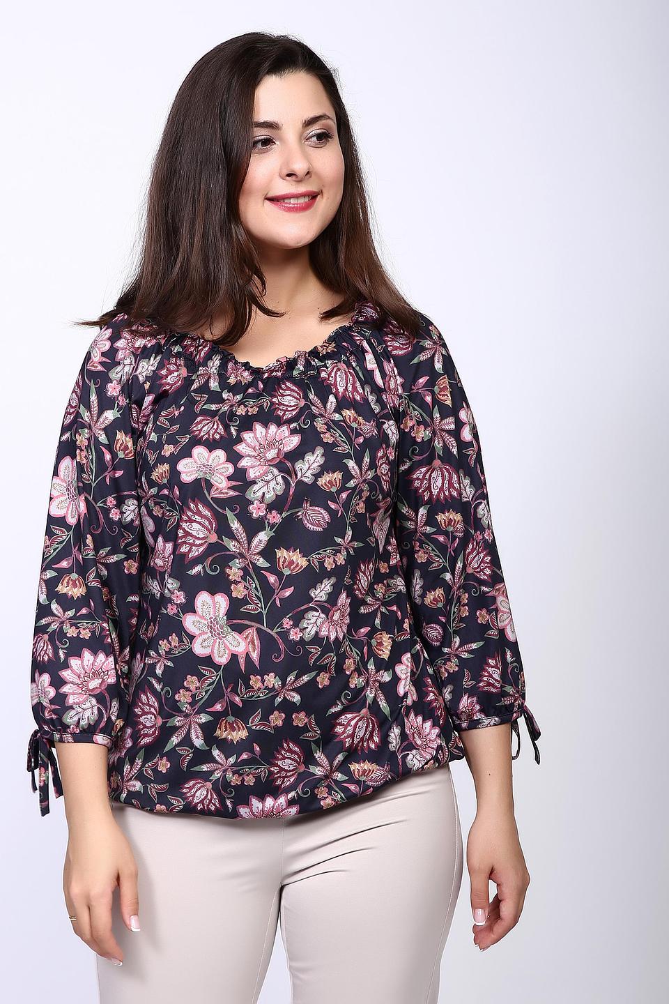 Блуза Betty Barclay тёмно-синяя с цветочным принтом