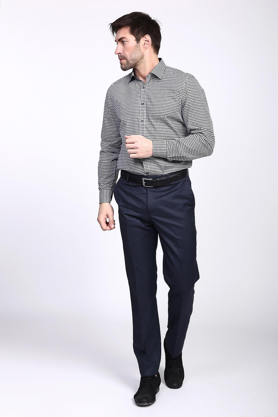 Рубашка Olymp в чёрно-белую клетку