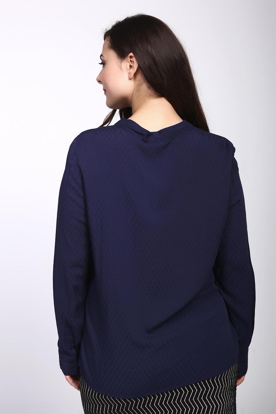 Блуза Lebek синяя с завязкой и узором