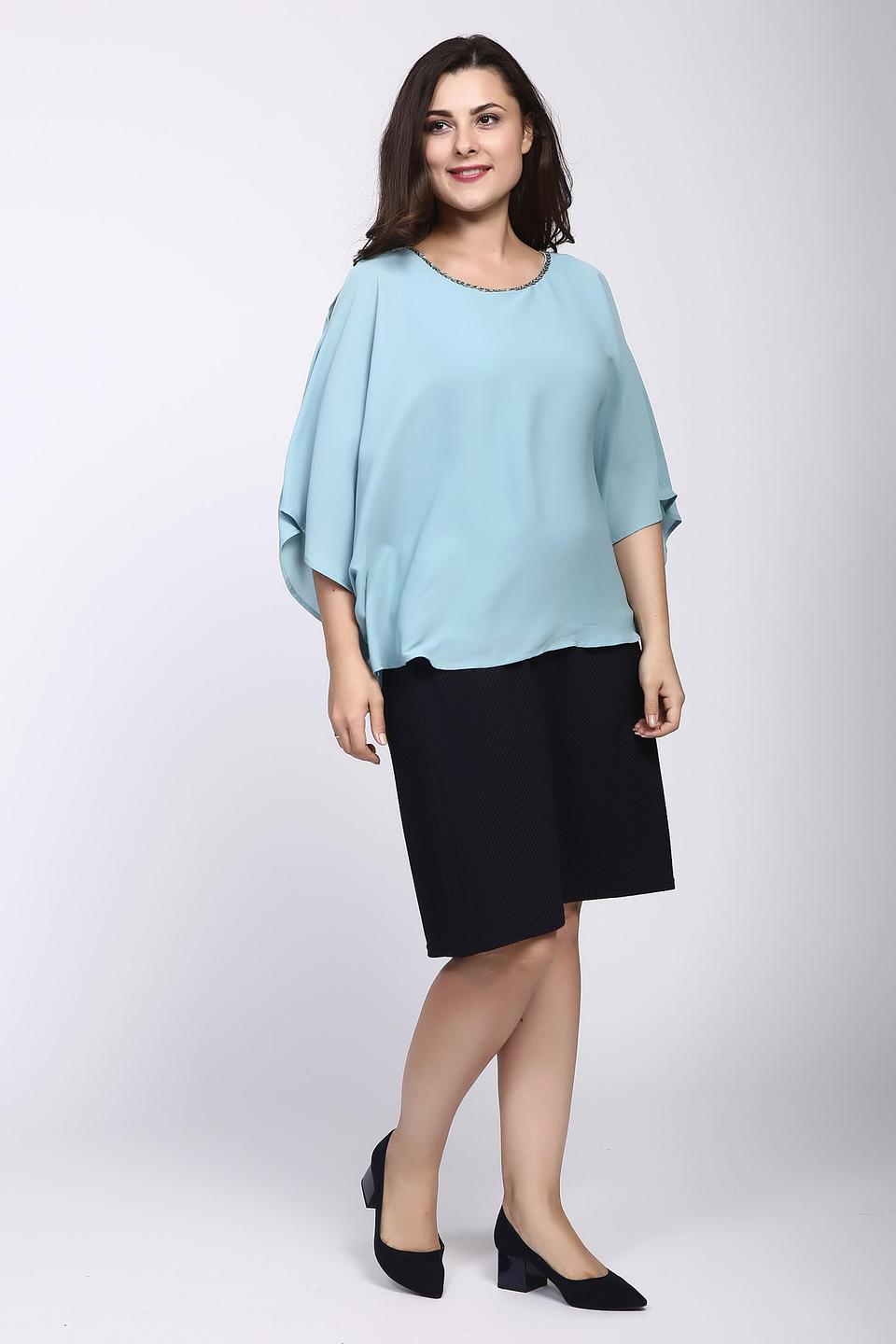 Блуза Pezzo голубая с декоративным элементом