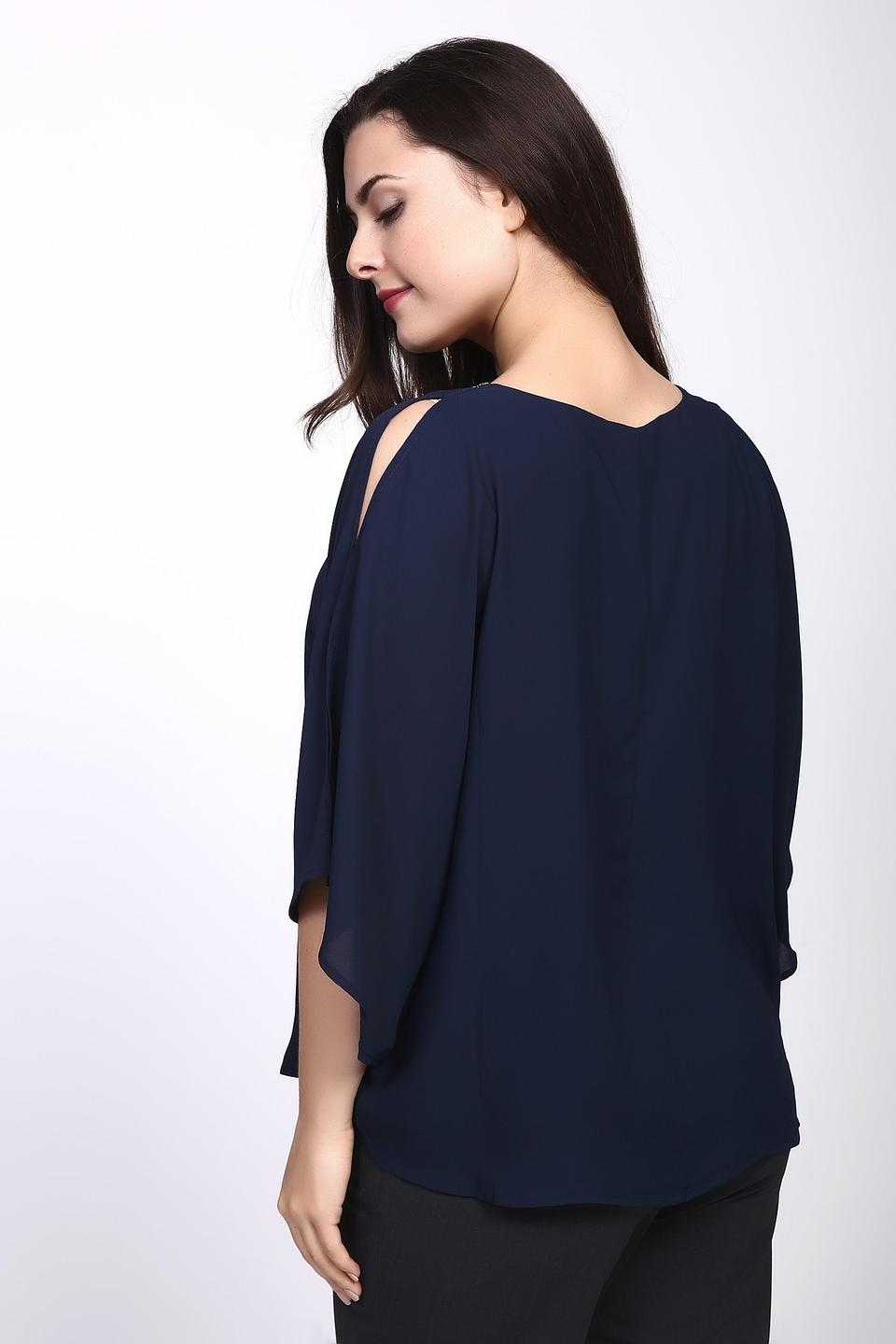 Блуза Pezzo синяя с декоративной отделкой