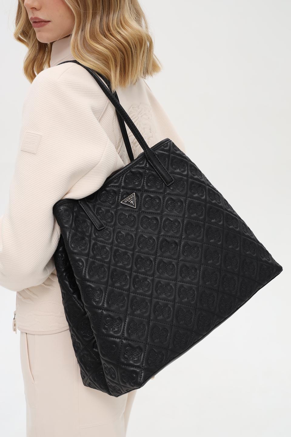 Сумка Guess жен. с тиснением чёрная