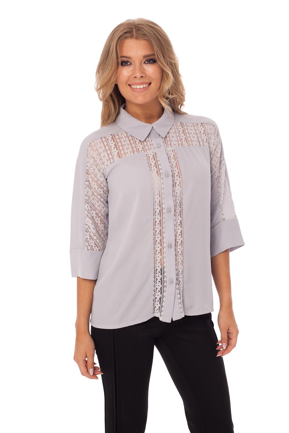 Блуза Gloss с кружевом светло-серая