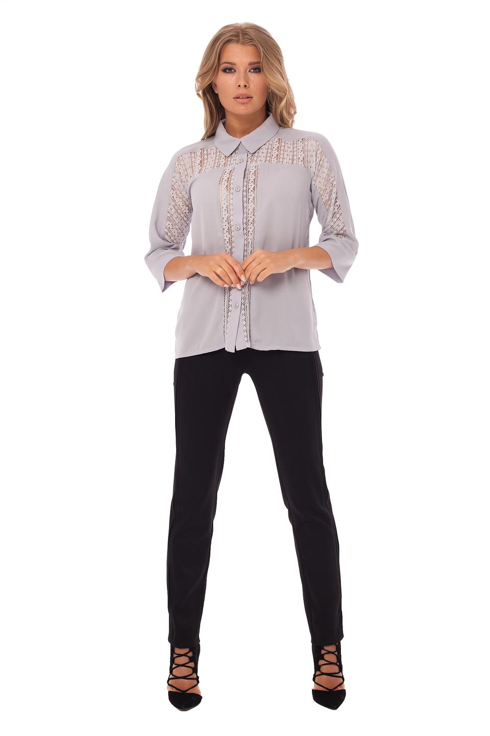 Блуза Gloss с кружевом светло-серая