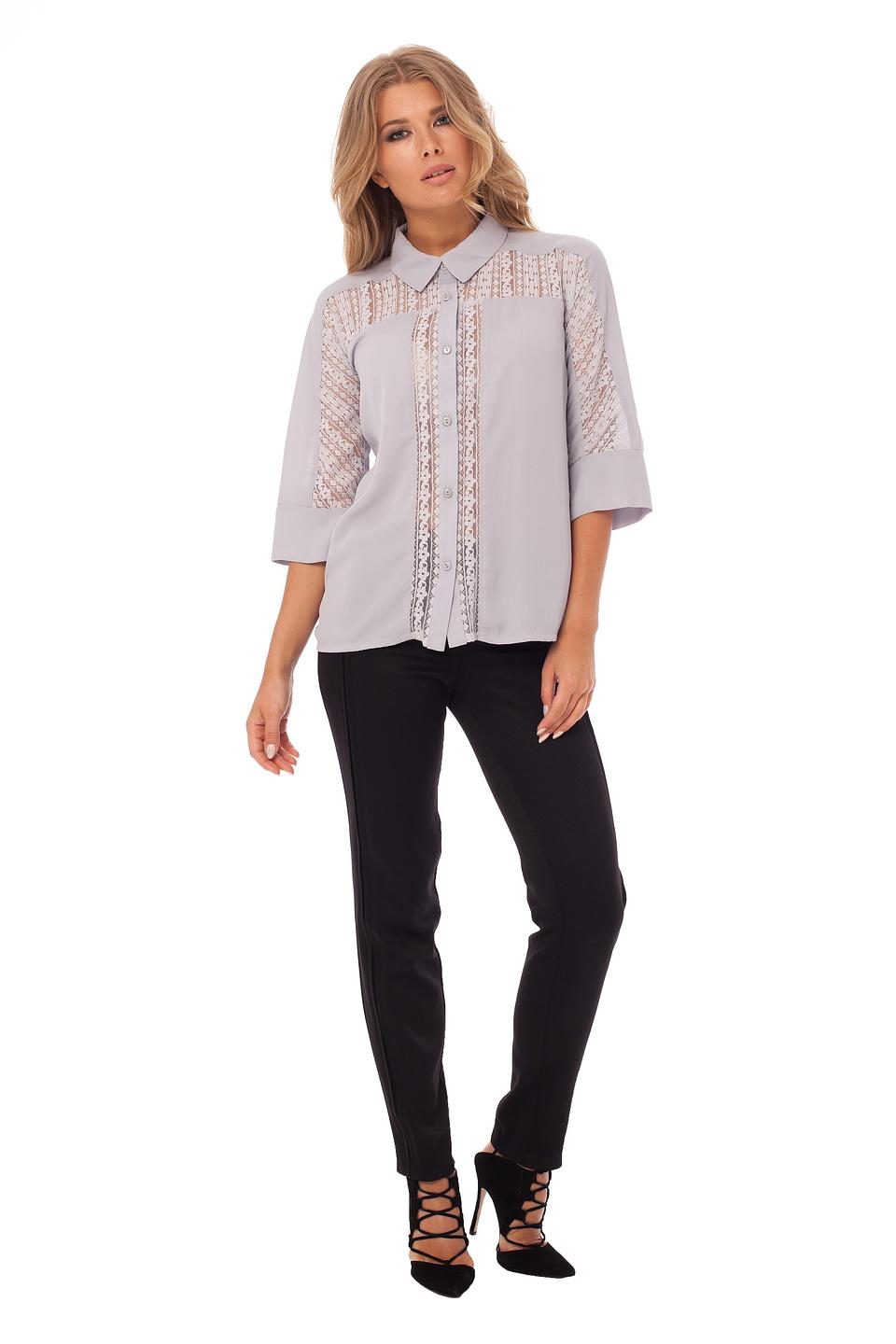 Блуза Gloss с кружевом светло-серая
