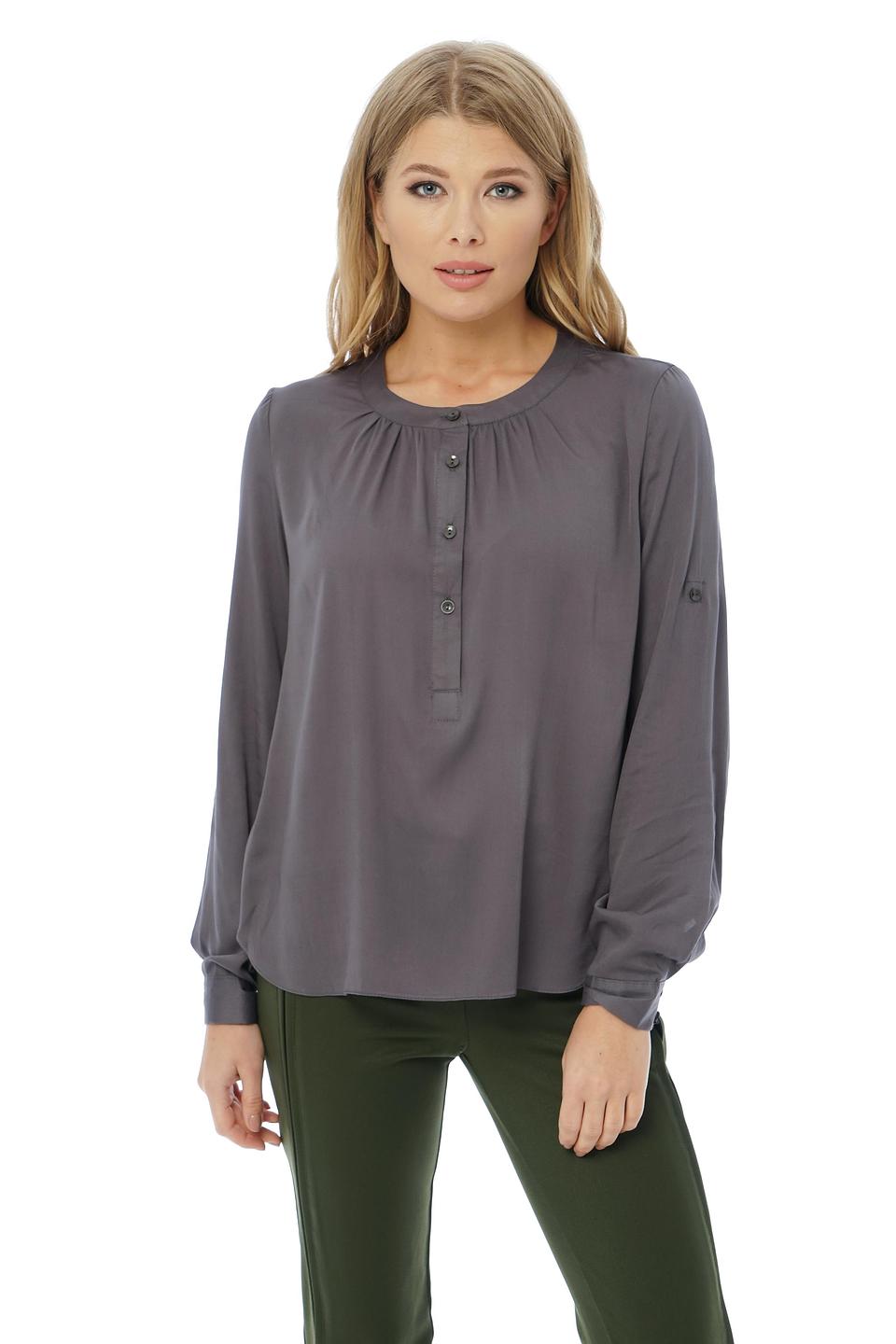 Блуза Gloss серая с регулируемым рукавом и планкой