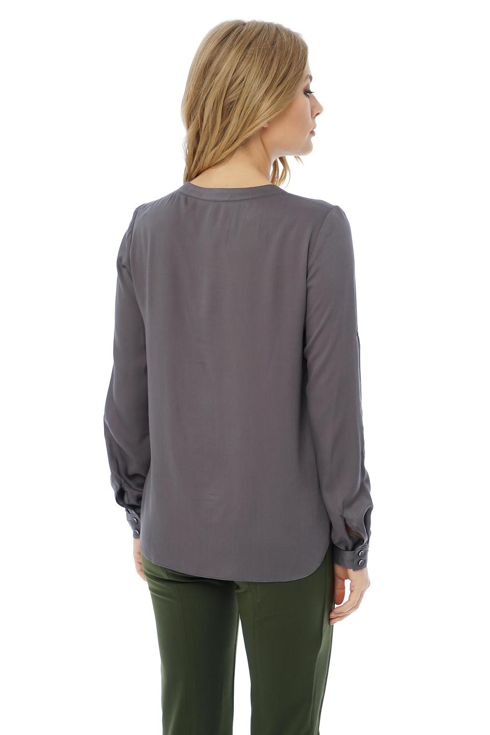 Блуза Gloss серая с регулируемым рукавом и планкой