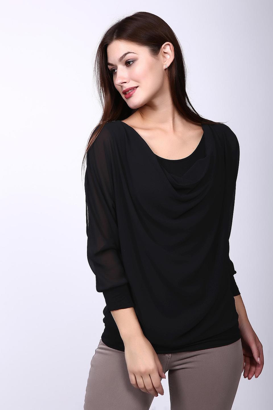 Блуза Pezzo чёрная с драпировкой