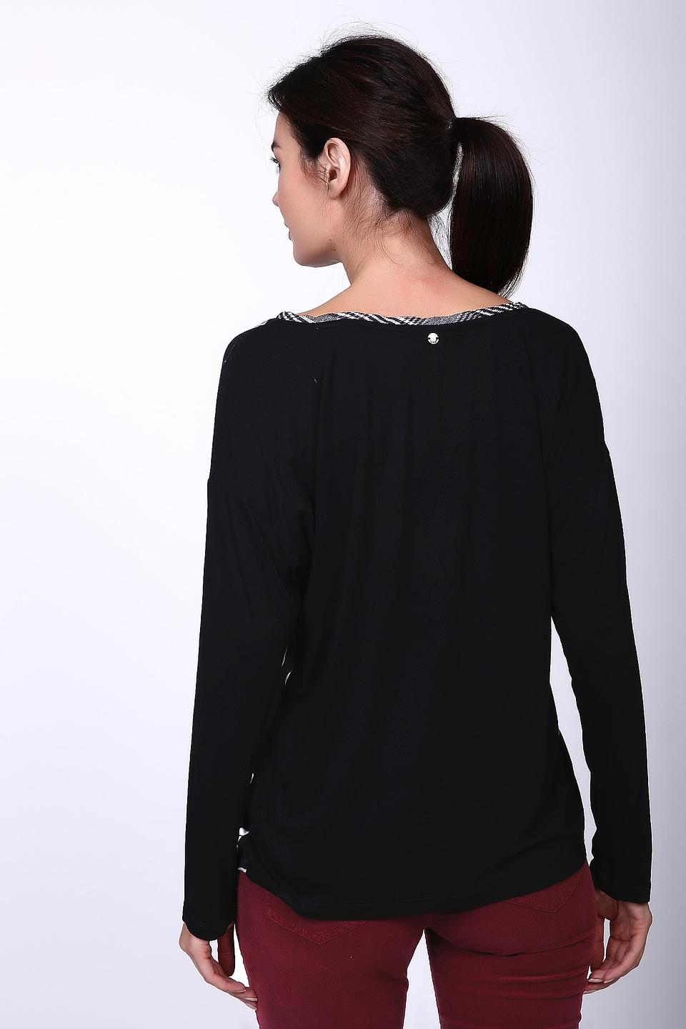 Блуза Taifun чёрная с цветочным принтом и длинным рукавом