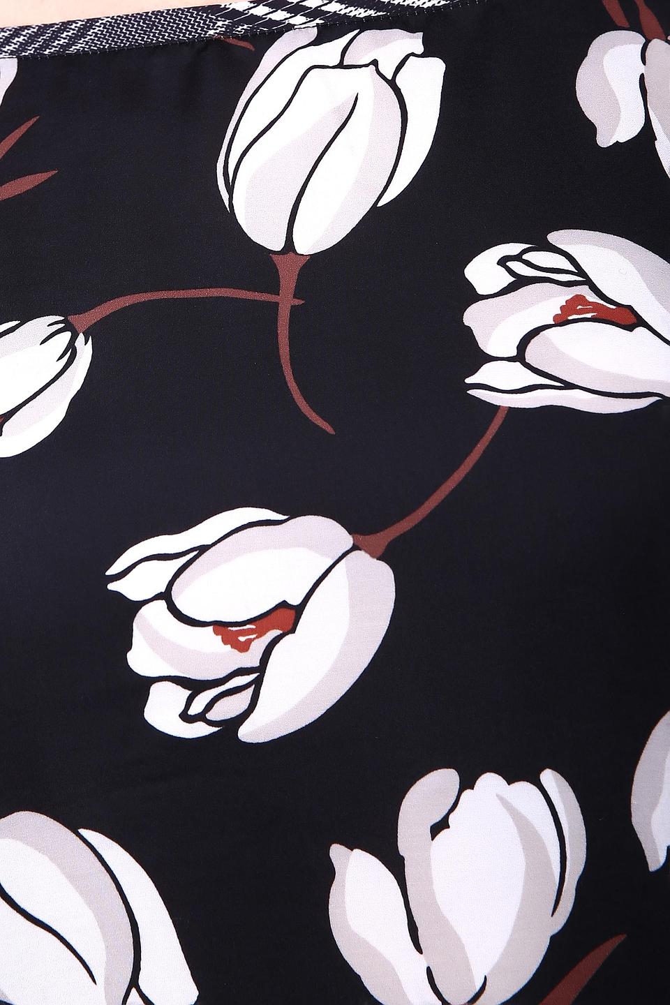 Блуза Taifun чёрная с цветочным принтом и длинным рукавом