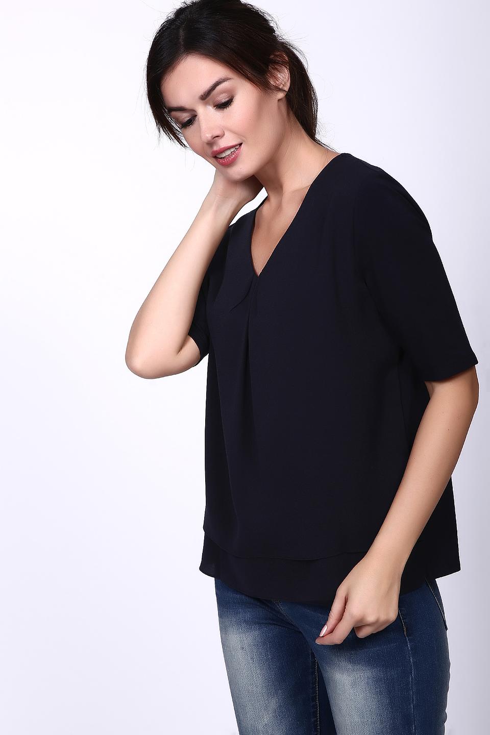 Блуза Gerry Weber темно-синяя с V-образным вырезом