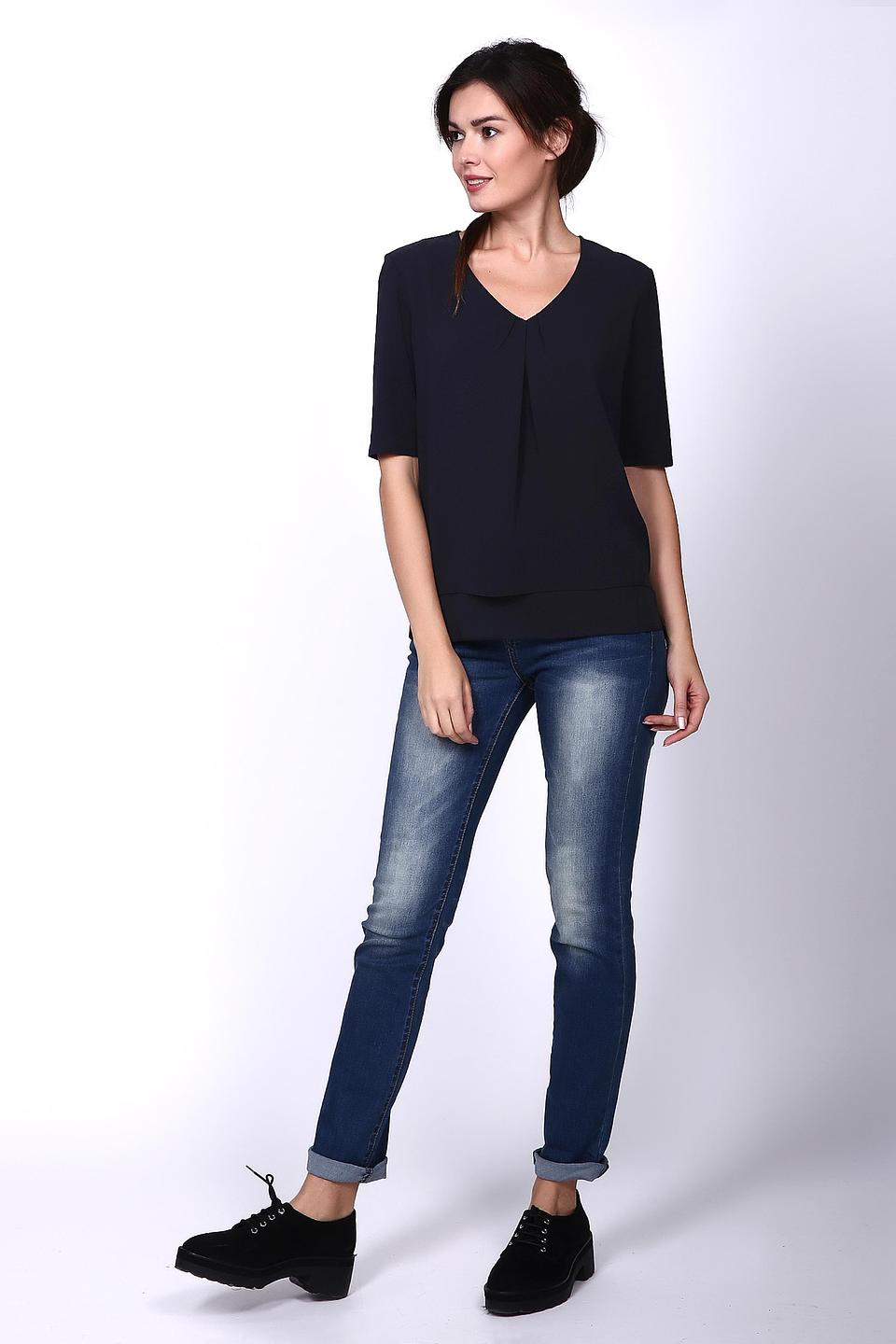 Блуза Gerry Weber темно-синяя с V-образным вырезом