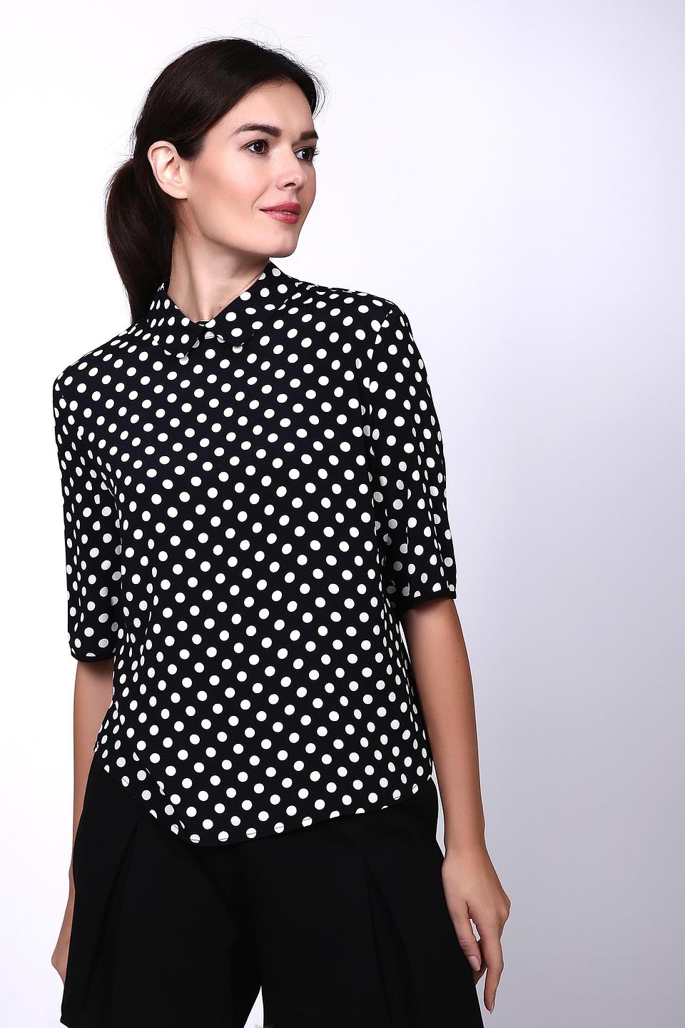 Блуза Oui в горошек чёрная