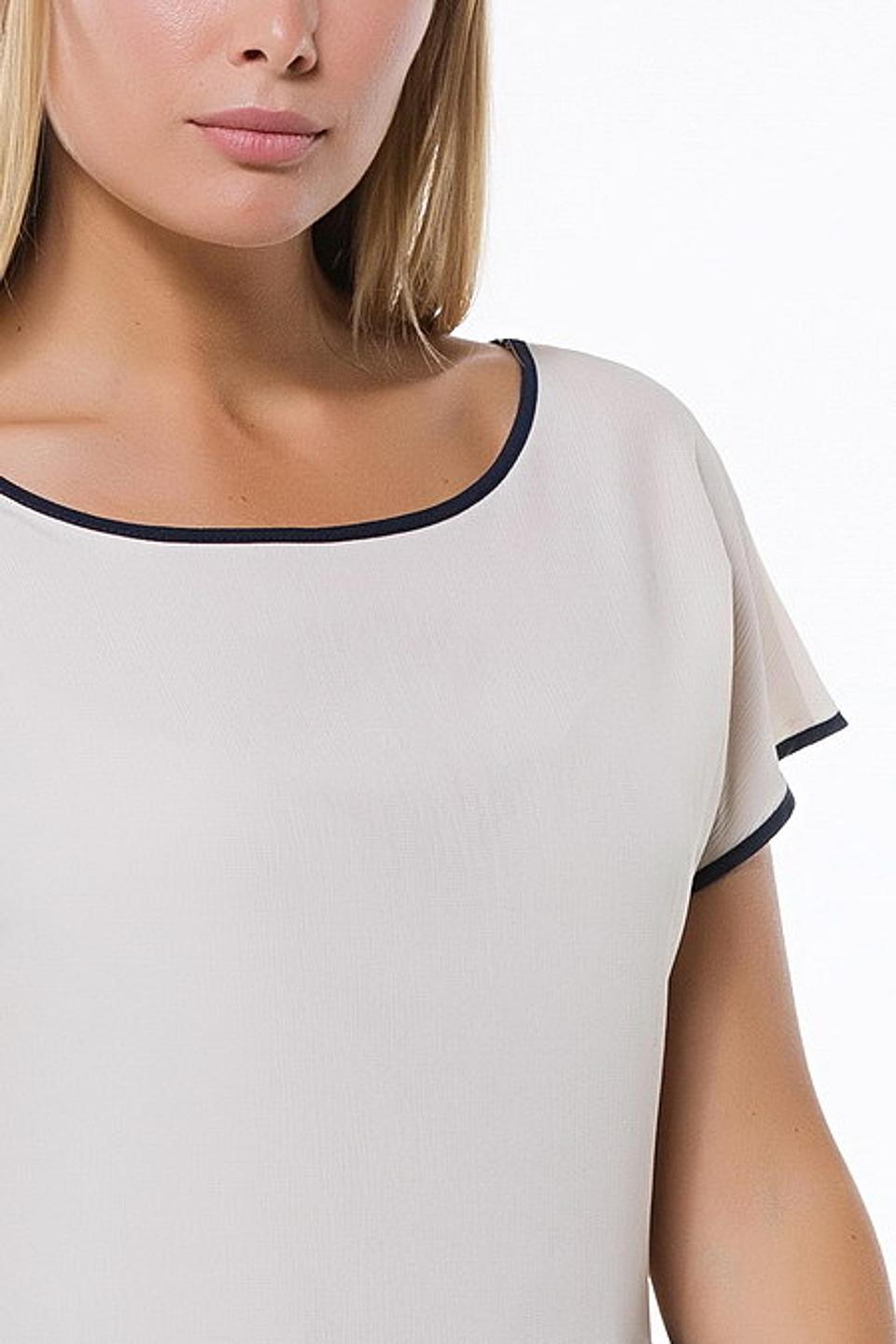 Блуза Remix двухцветная бежево-синяя с контрастной окантовкой