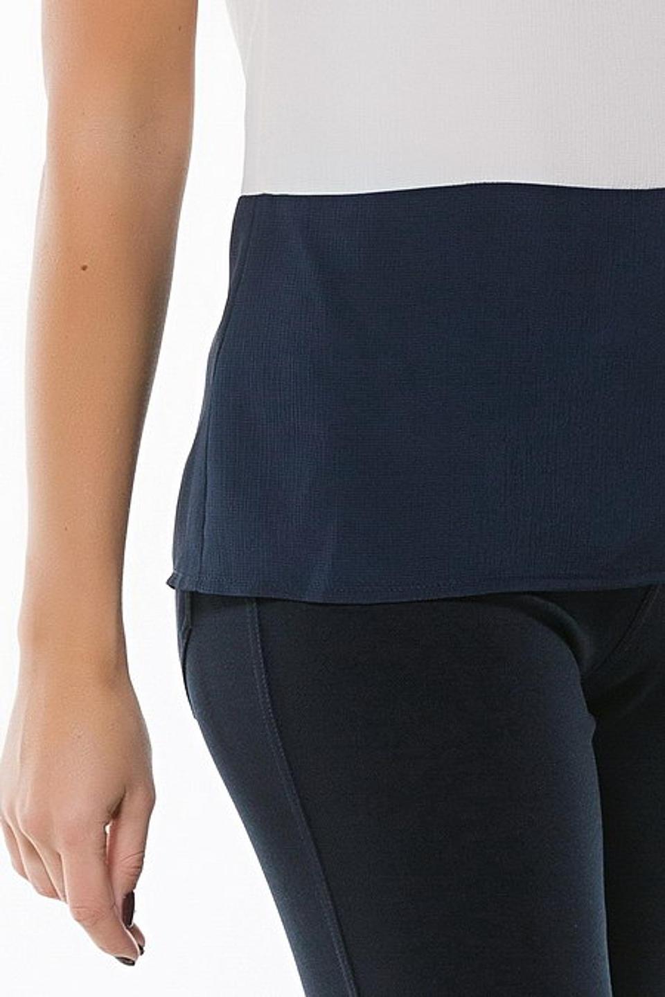 Блуза Remix двухцветная бежево-синяя с контрастной окантовкой