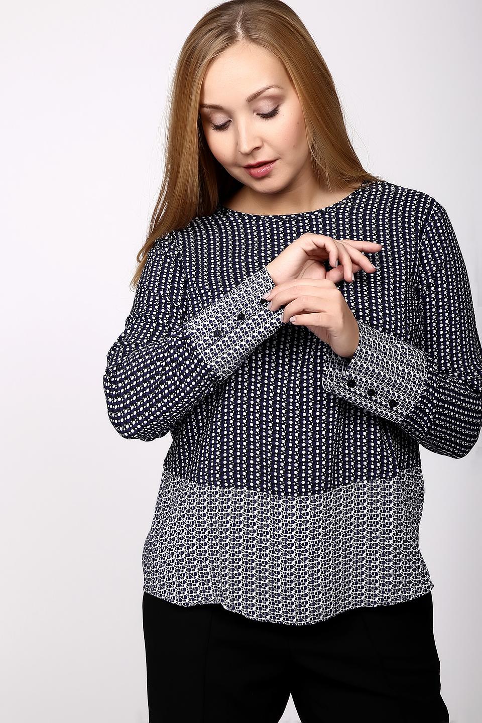 Блузка Gerry Weber синего цвета с принтом и пуговицами