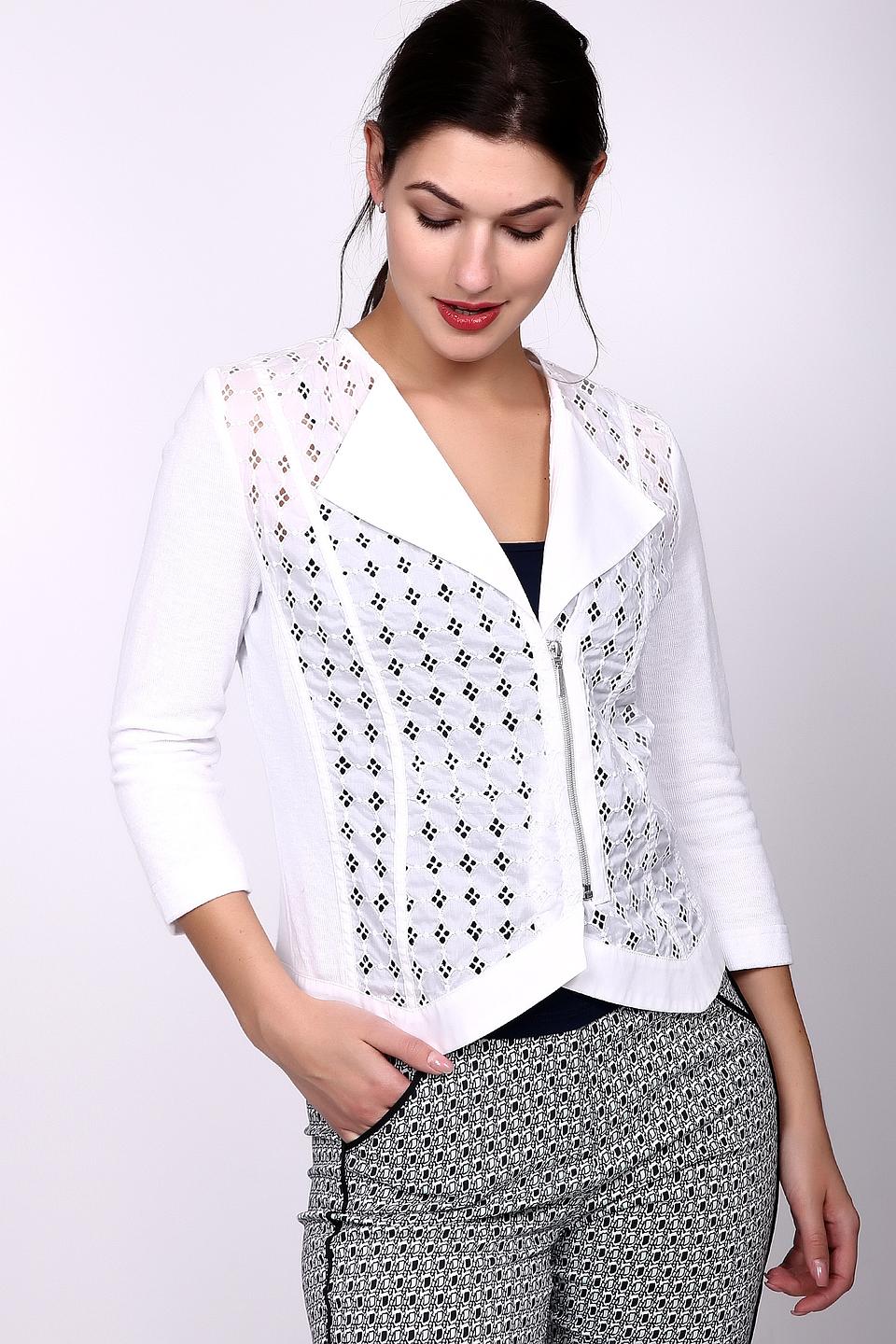 Жакет SE Stenau белый с перфорацией на молнии