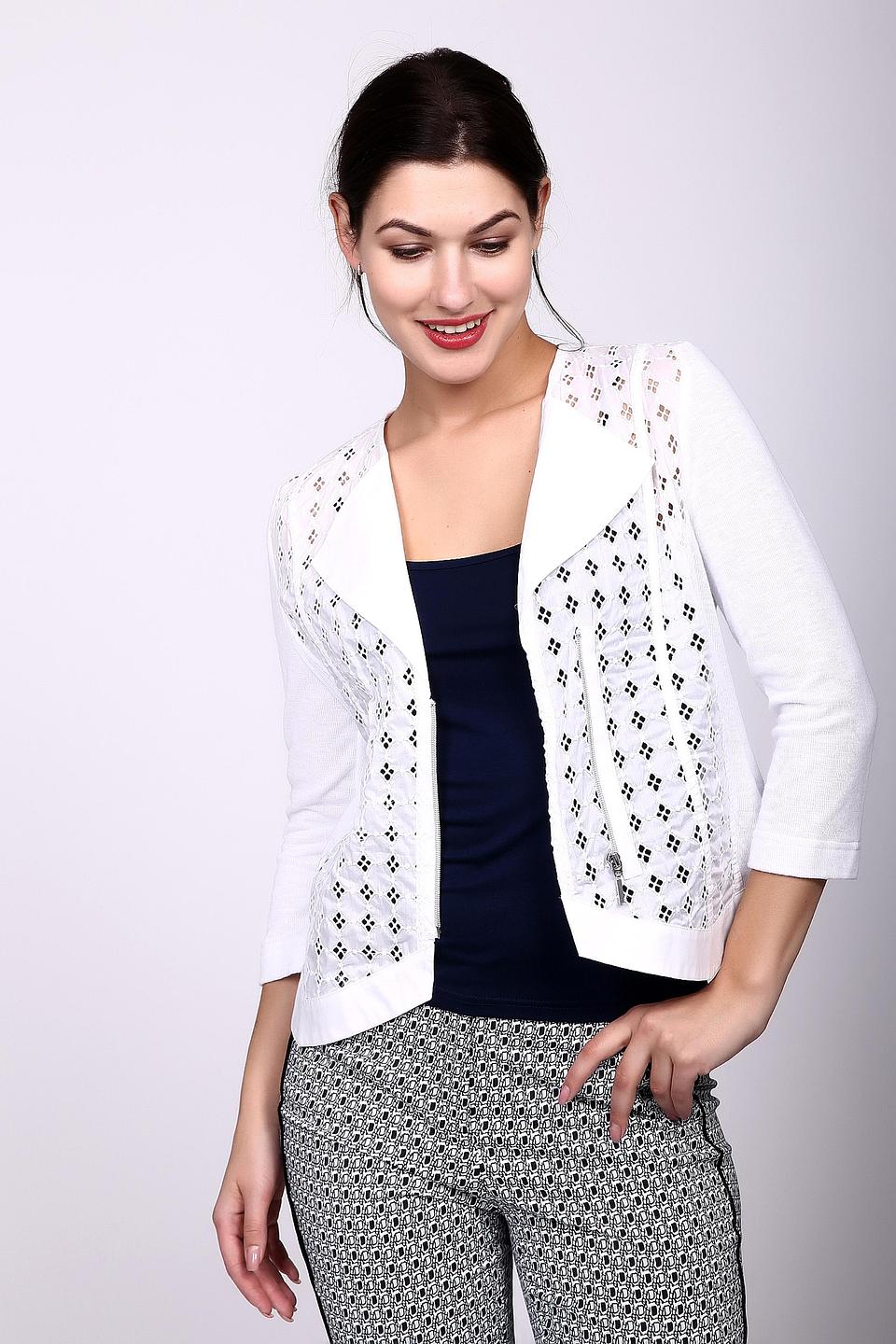 Жакет SE Stenau белый с перфорацией на молнии